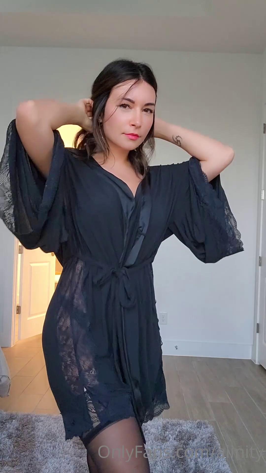 alinity black lingerie lace robe strip onlyfans video leaked hlmkuf