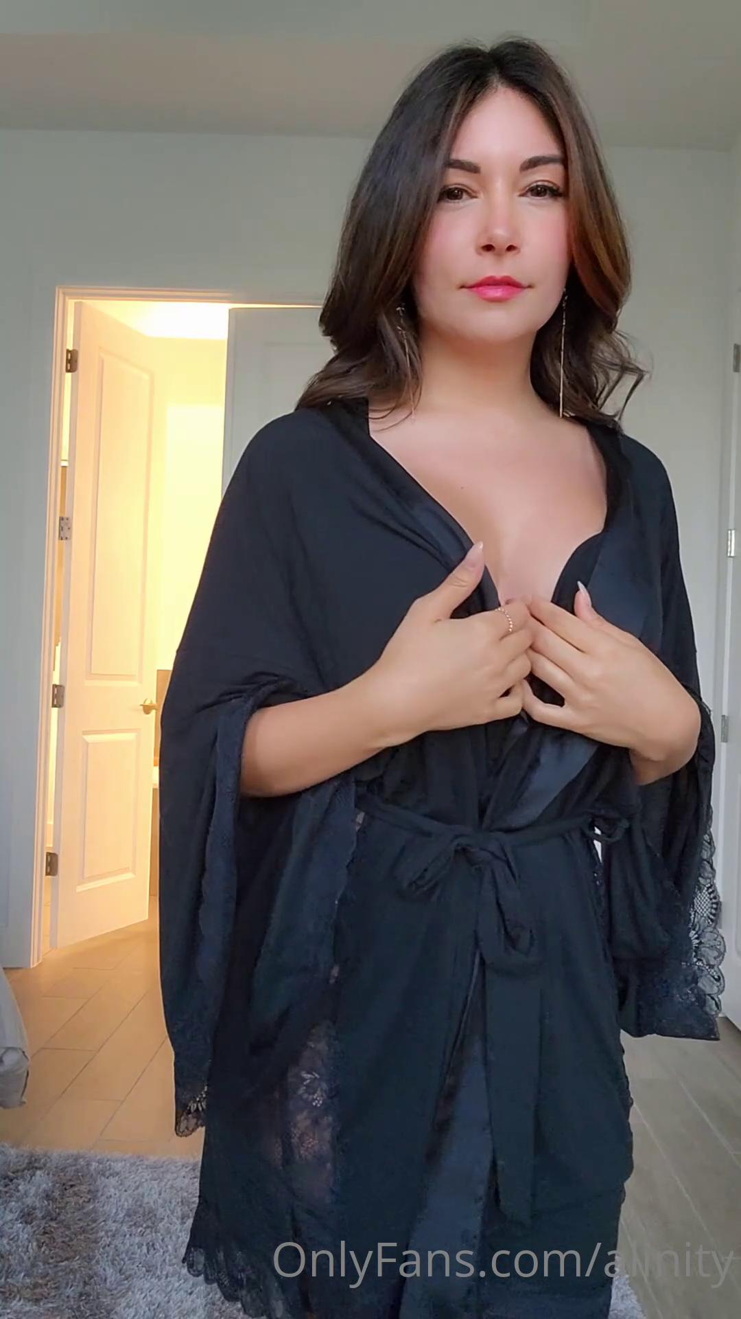 alinity black lingerie lace robe strip onlyfans video leaked ocucyh