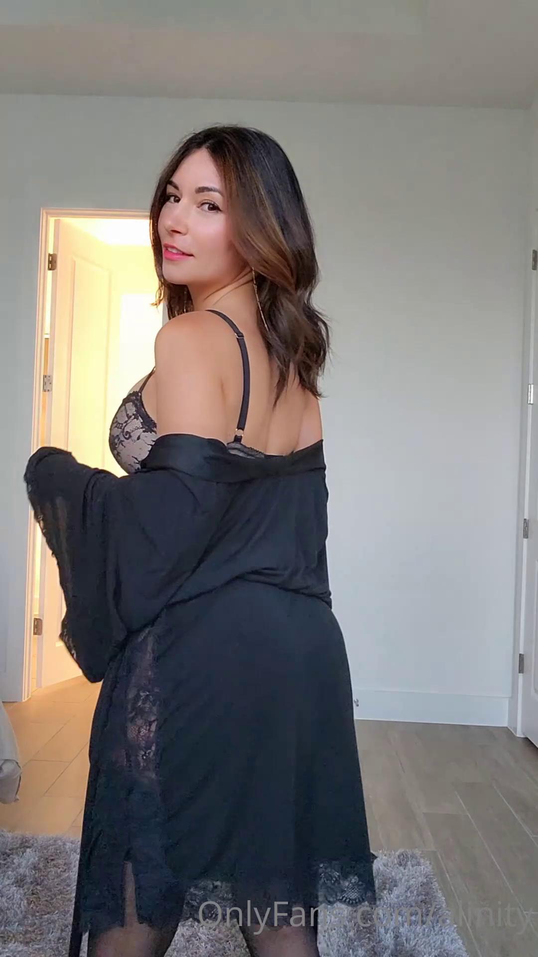 alinity black lingerie lace robe strip onlyfans video leaked