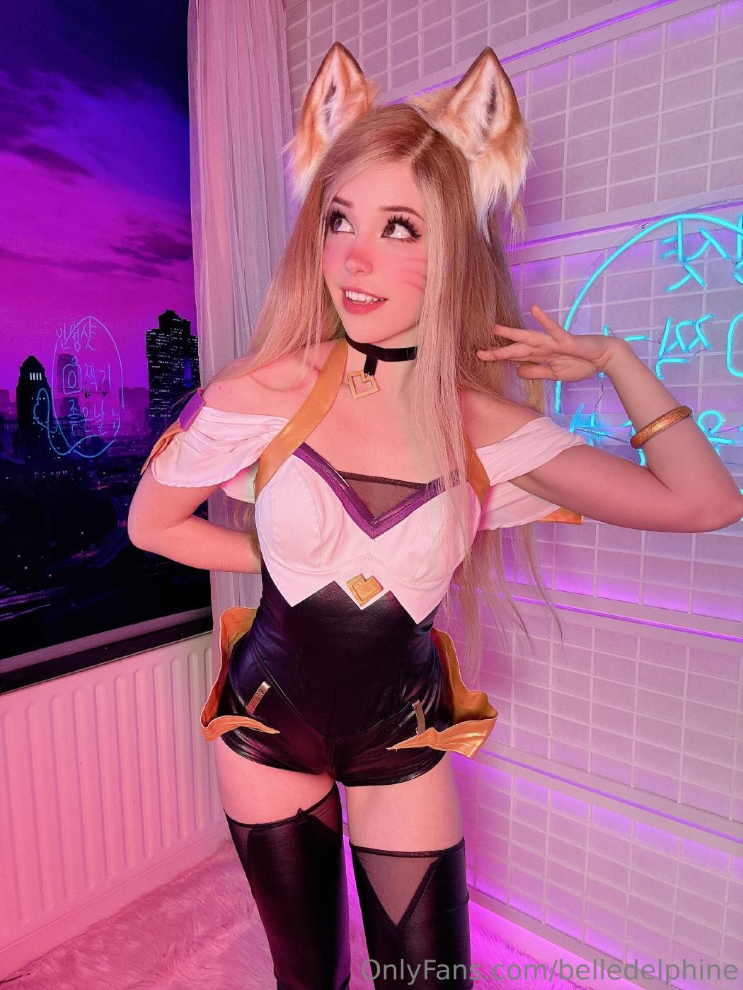 belle delphine sexy ahri cosplay onlyfans set leaked