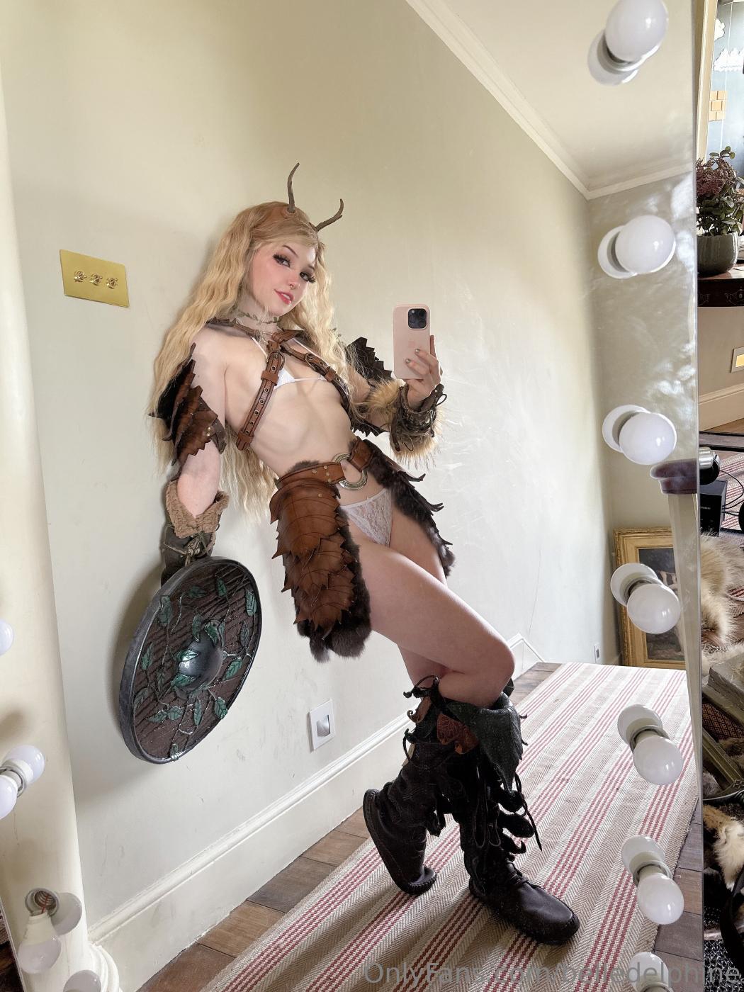 belle delphine sexy viking warrior cosplay onlyfans set leaked cpvews